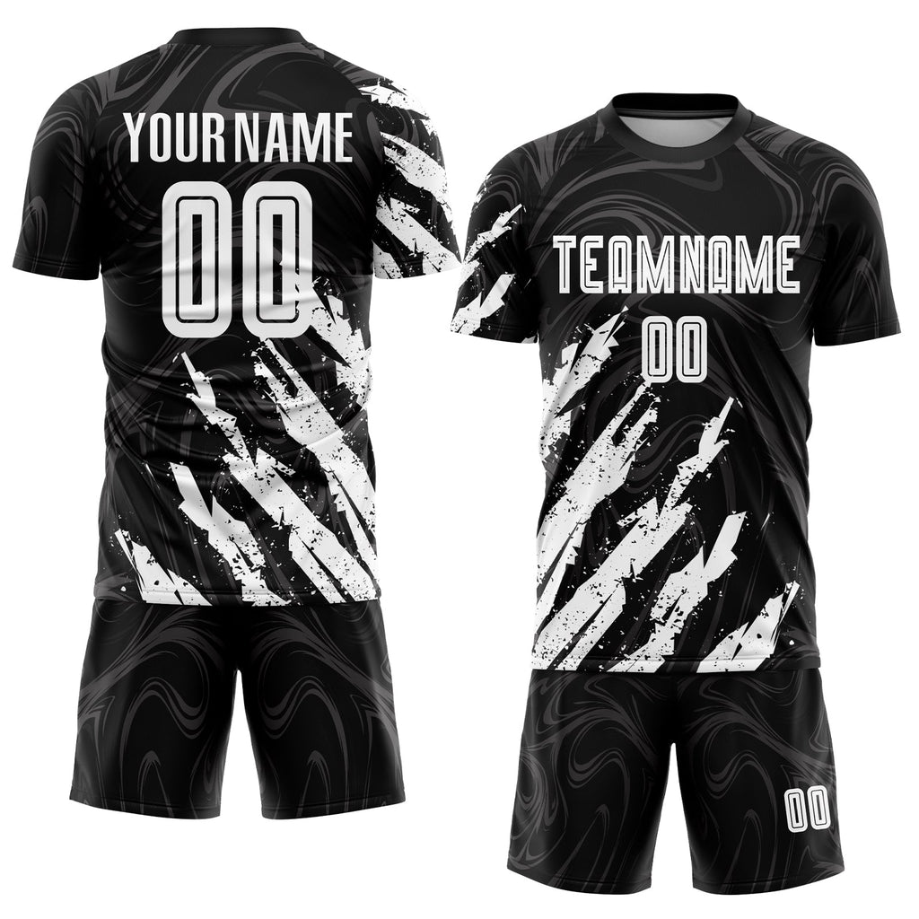 Custom Soccer Jersey - Black White Sublimation Uniform - Style Soccer0990