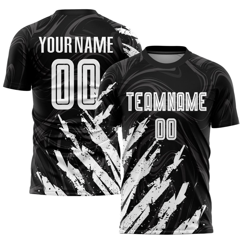 Custom Soccer Jersey - Black White Sublimation Uniform - Style Soccer0990