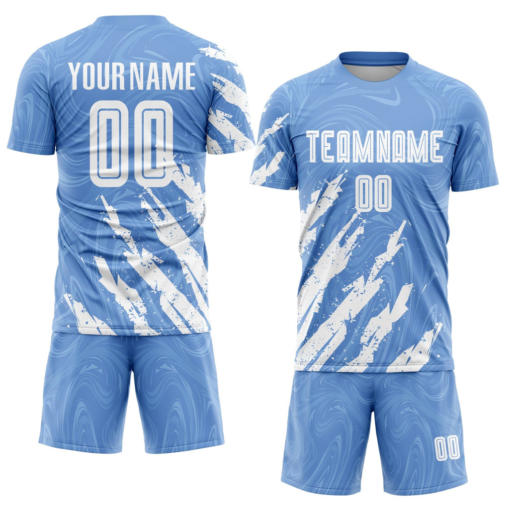 Custom Soccer Jersey - Light Blue White Sublimation Uniform - Style Soccer0995