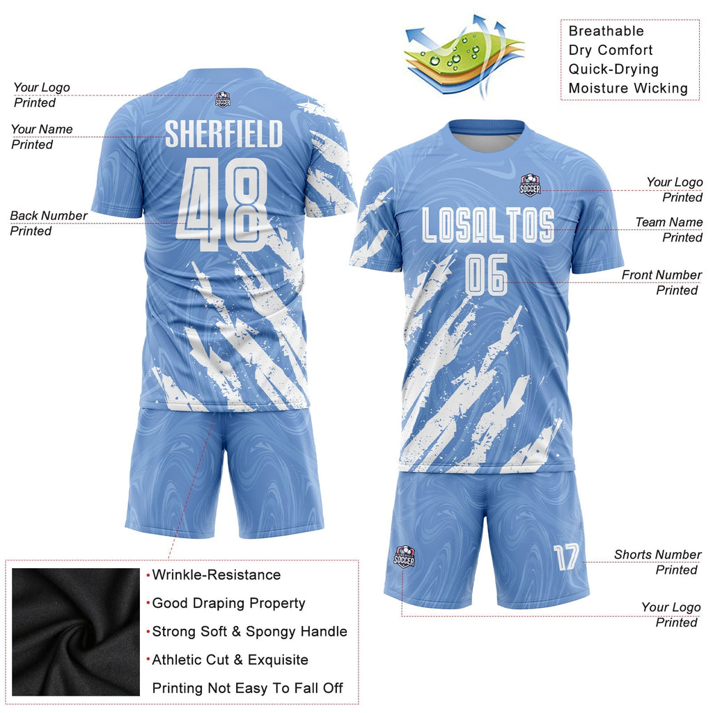 Custom Soccer Jersey - Light Blue White Sublimation Uniform - Style Soccer0995
