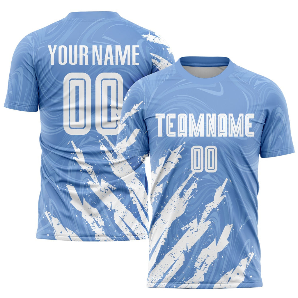Custom Soccer Jersey - Light Blue White Sublimation Uniform - Style Soccer0995