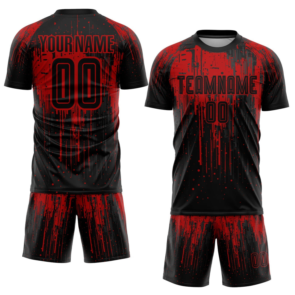 Custom Soccer Jersey - Red Black Sublimation Uniform - Style Soccer0996