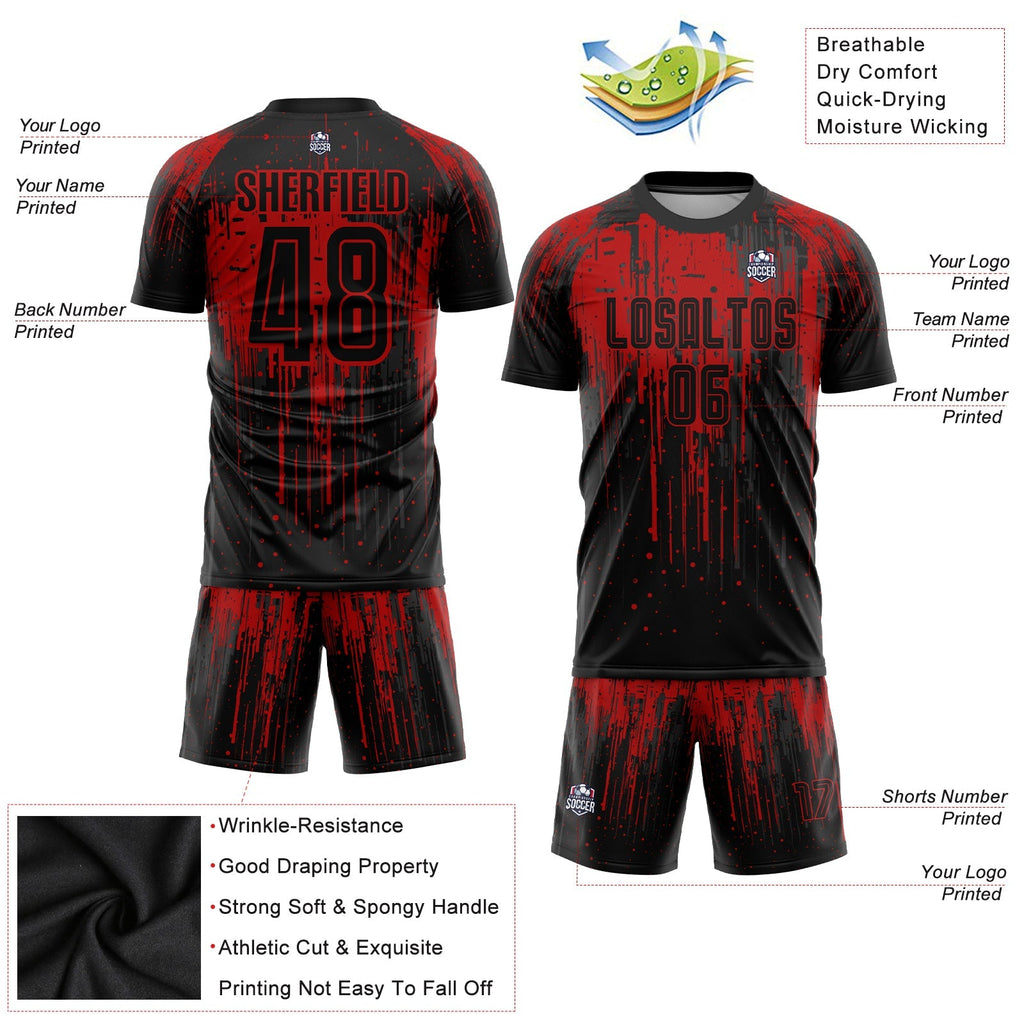 Custom Soccer Jersey - Red Black Sublimation Uniform - Style Soccer0996