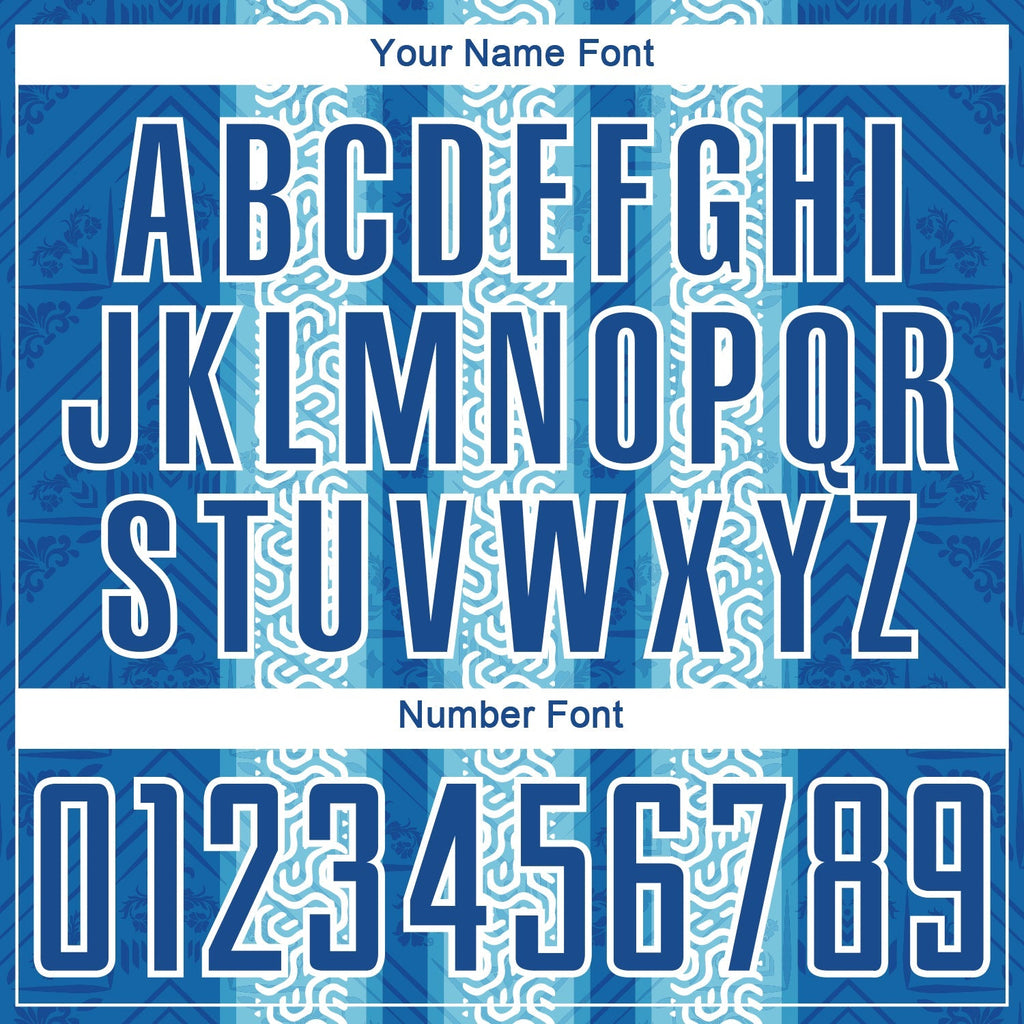 Custom Soccer Jersey - Blue Light Blue-White Ethnic Stripes Sublimation Uniform