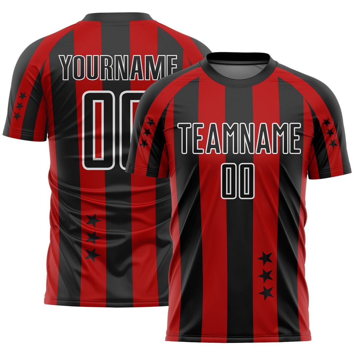 Custom Soccer Jersey - Red Black-White Stars And Stripes Sublimation Uniform