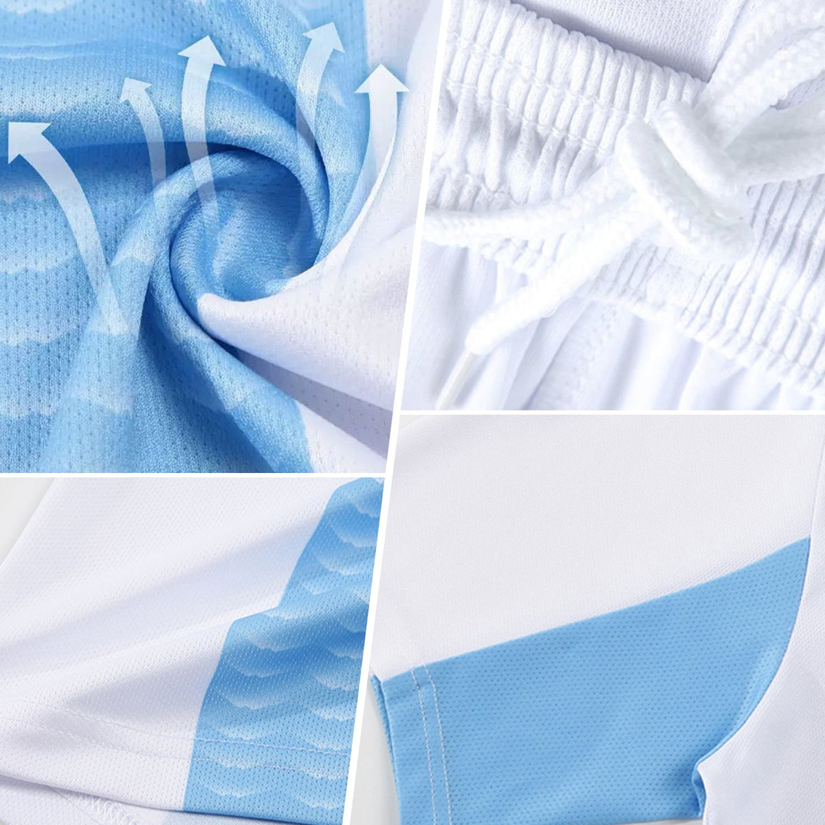 Custom Soccer Jersey - Thunder Blue Sky Blue-White Abstract Fluid Sublimation Uniform