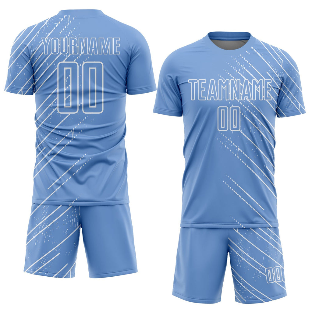Custom Soccer Jersey - Light Blue White Lines Sublimation Uniform