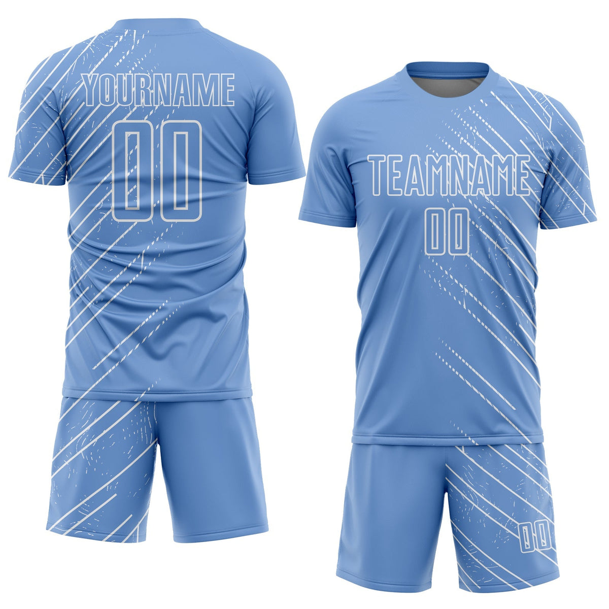 Custom Soccer Jersey - Light Blue White Lines Sublimation Uniform