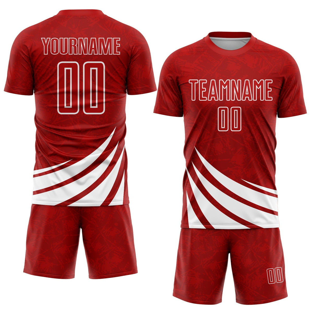 Custom Soccer Jersey - Red White Wind Shapes Sublimation Uniform