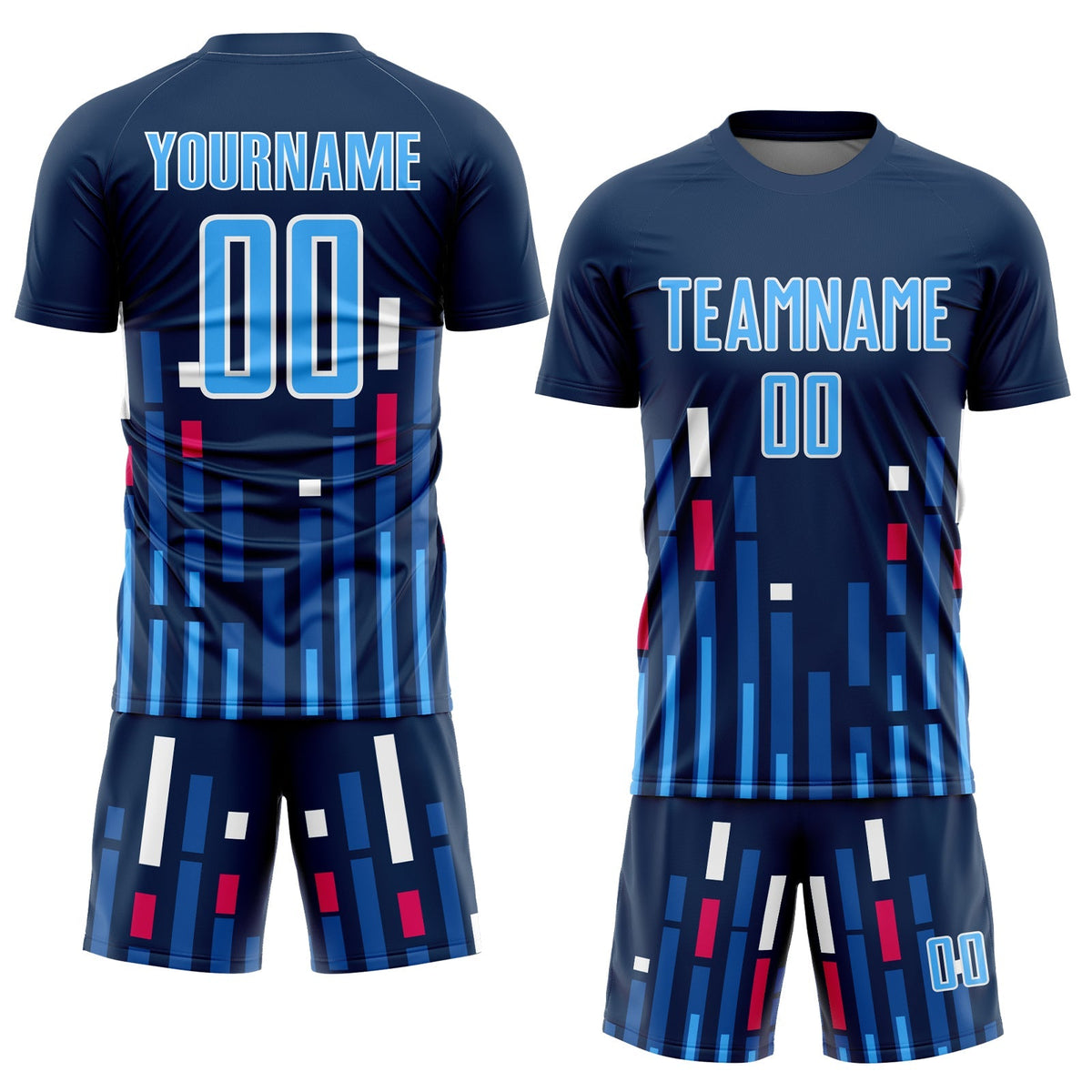 Custom Soccer Jersey - US Navy Blue Sky Blue-White Lines Sublimation Uniform