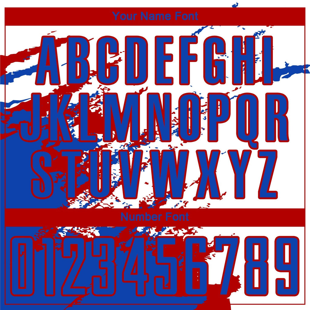 Custom Soccer Jersey - White Thunder Blue-Red Abstract Fragment Art Splash Sublimation Uniform