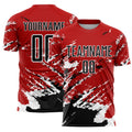 Custom Soccer Jersey - Red Black-White Abstract Fragment Art Splash Sublimation Uniform
