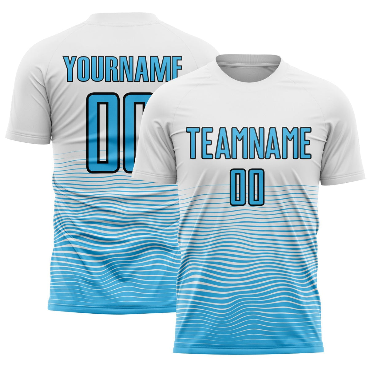 Custom Soccer Jersey - White Sky Blue-Black Gradient Line Sublimation Uniform