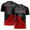 Custom Soccer Jersey - Black Red-White Gradient Scratch Splash Sublimation Uniform