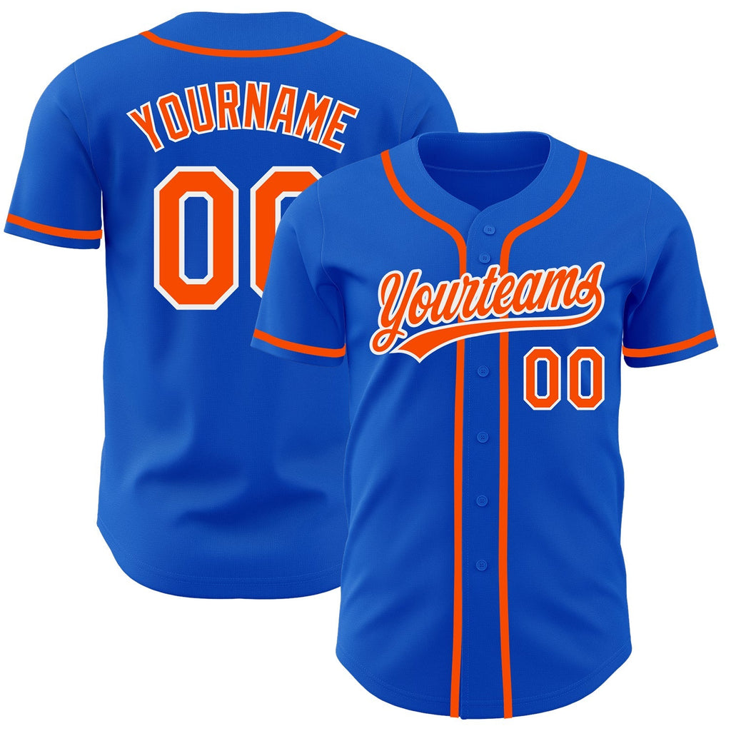 Custom Baseball Jersey - Thunder Blue Orange-White