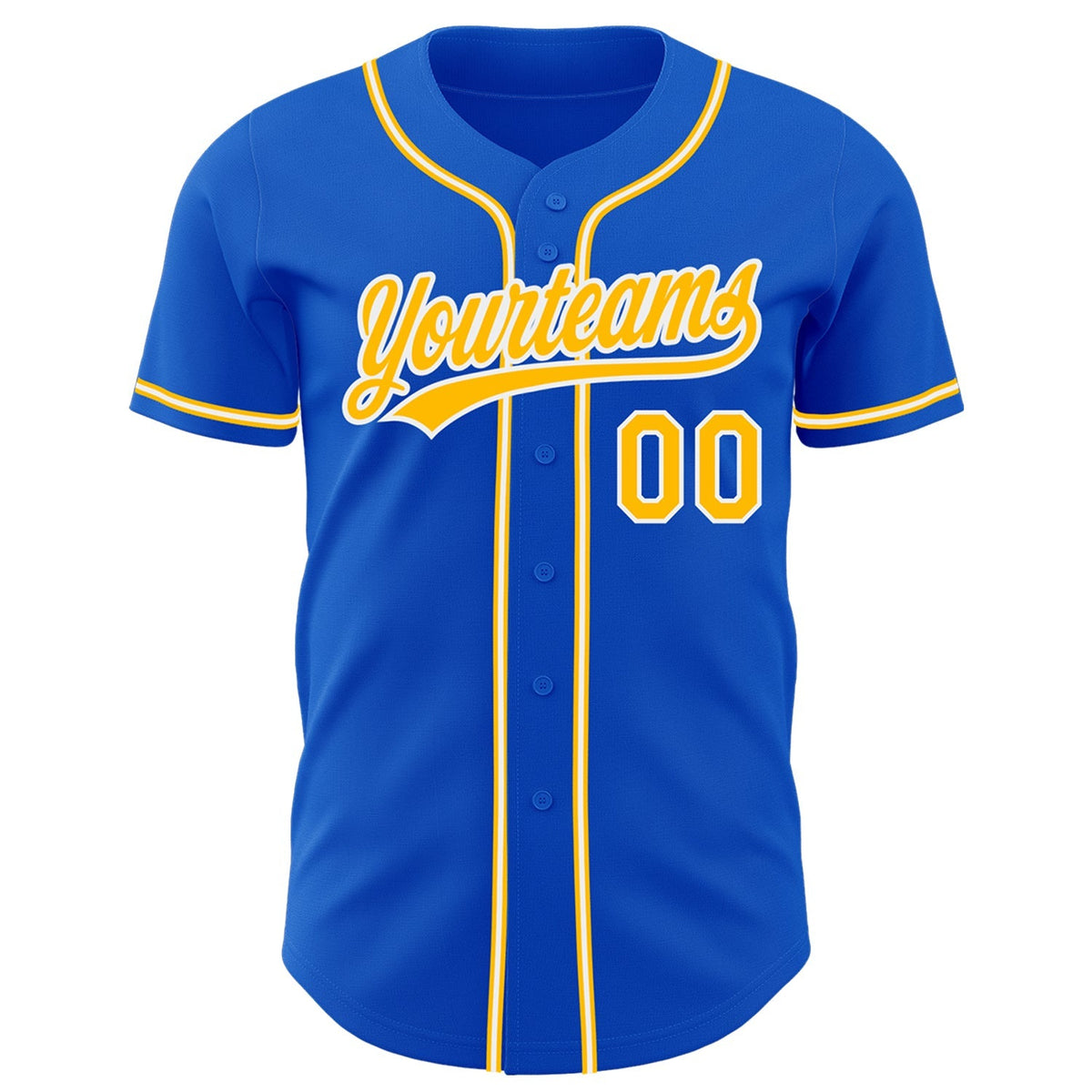Custom Baseball Jersey - Thunder Blue Gold-White