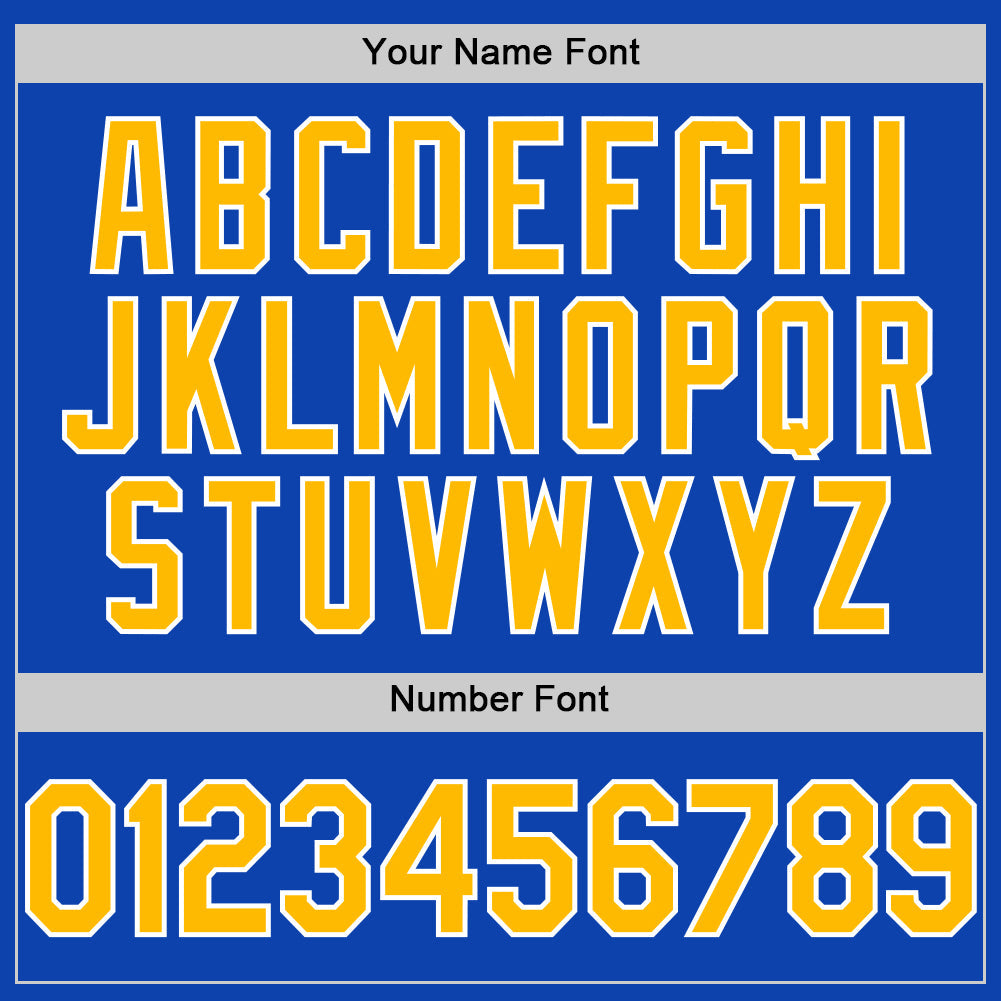 Custom Baseball Jersey - Thunder Blue Gold-White