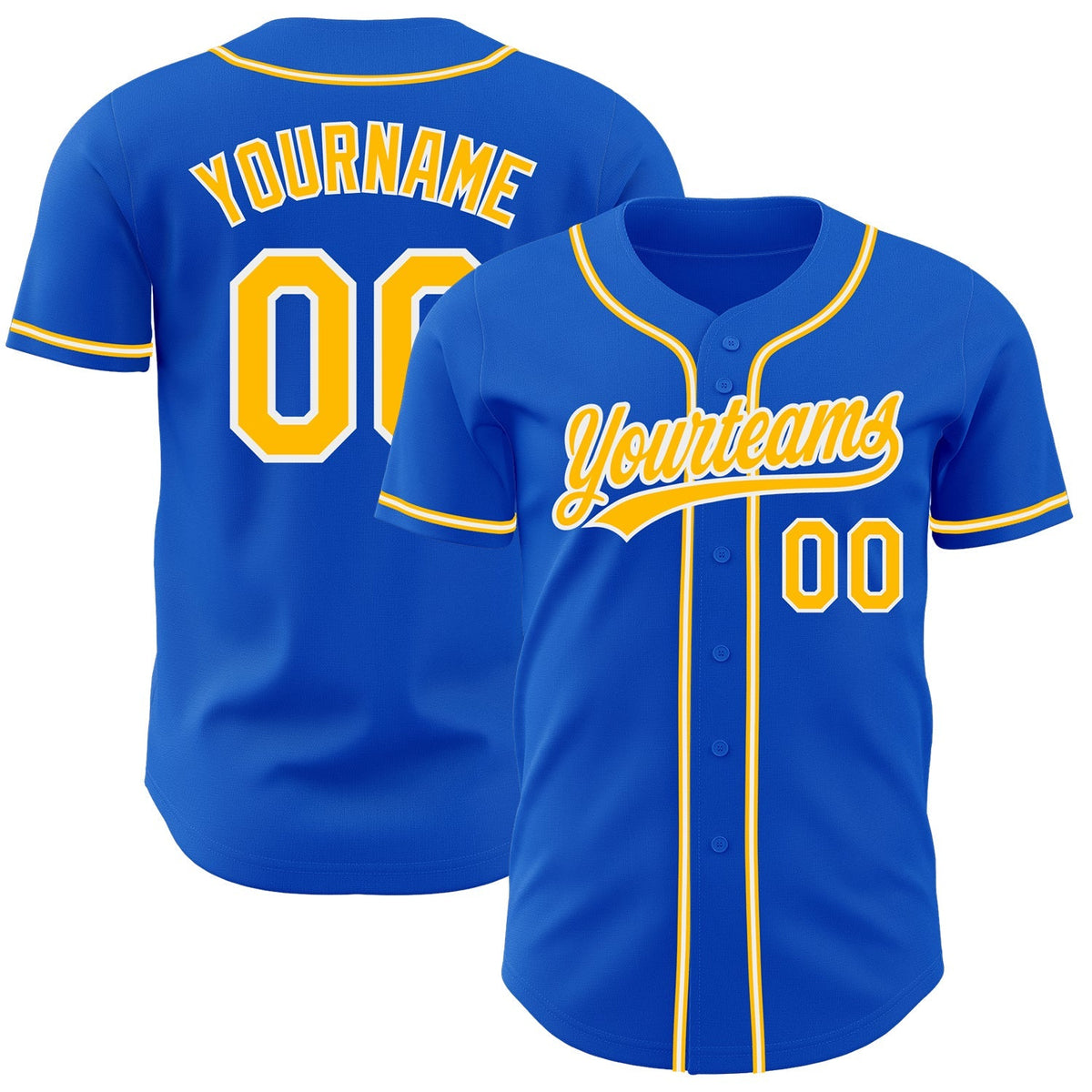 Custom Baseball Jersey - Thunder Blue Gold-White