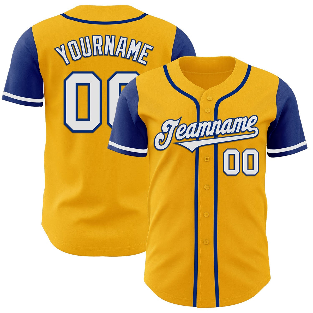 Custom Baseball Jersey - Gold White-Royal Two Tone
