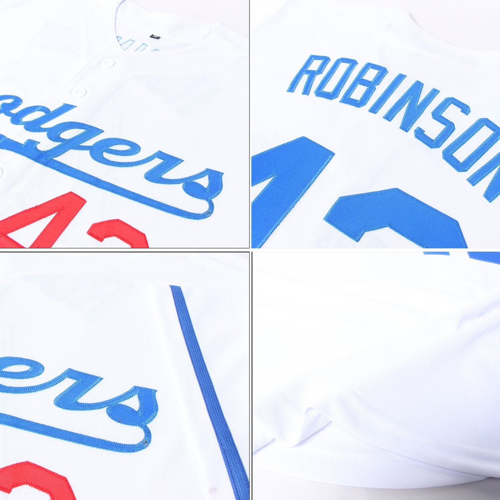 Custom Baseball Jersey - White Royal-Red