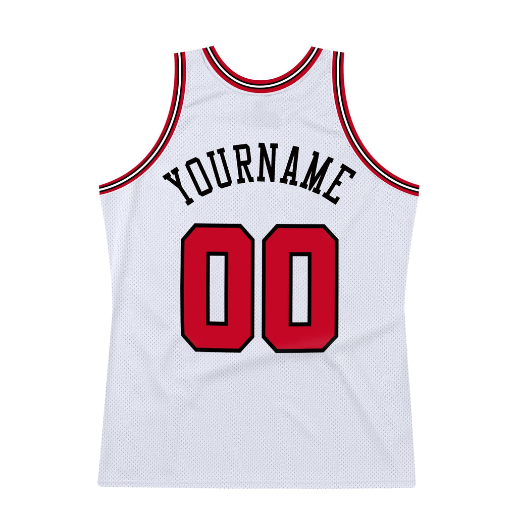 Custom Basketball Jersey - White Red-Black Throwback - Style White0461