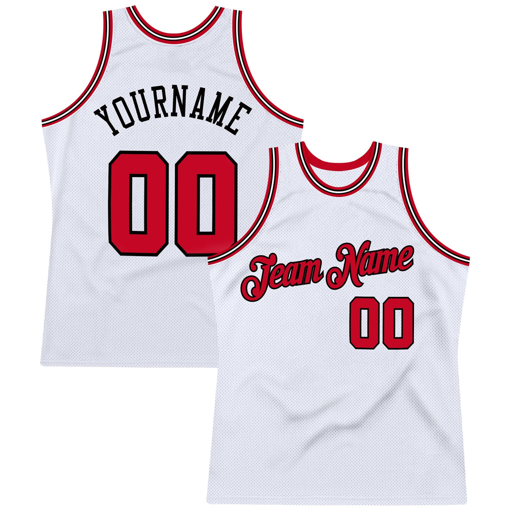 Custom Basketball Jersey - White Red-Black Throwback - Style White0461