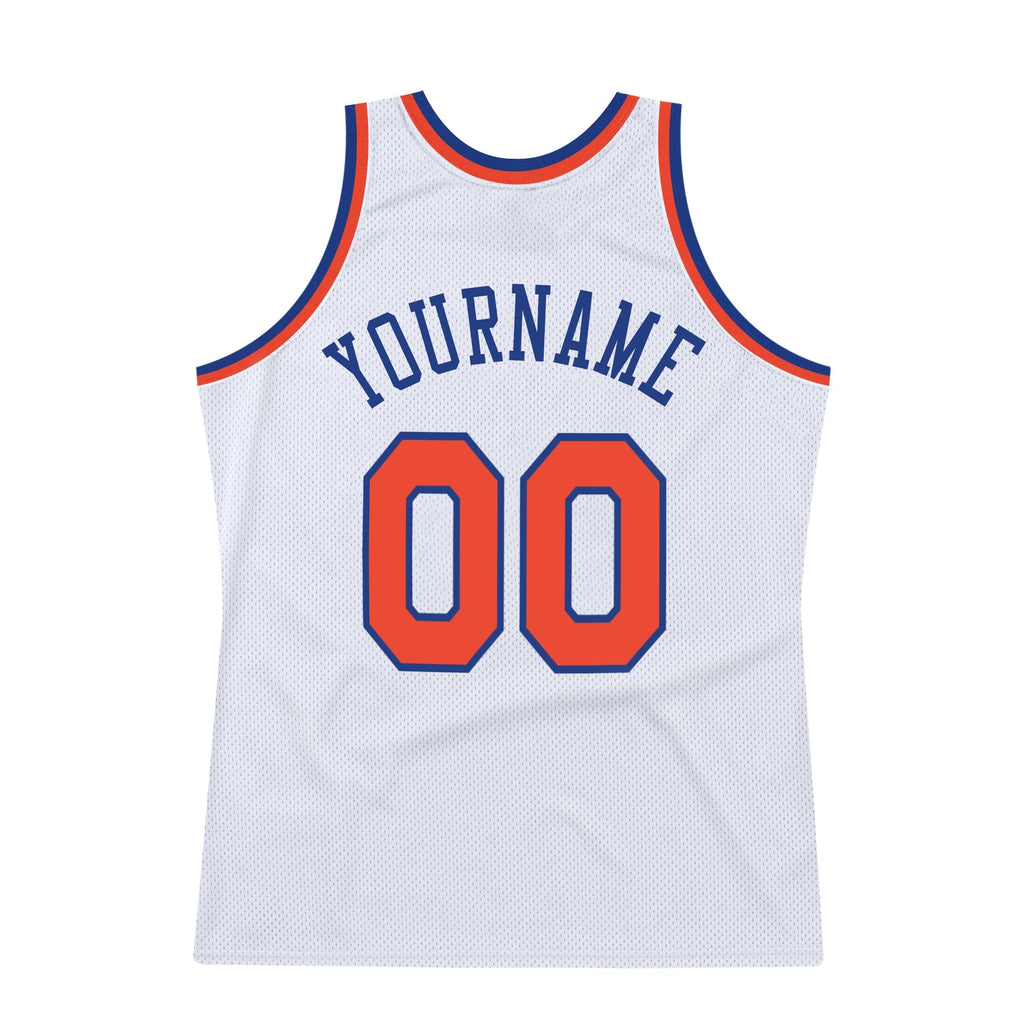 Custom Basketball Jersey - White Orange-Royal Throwback - Style White0463