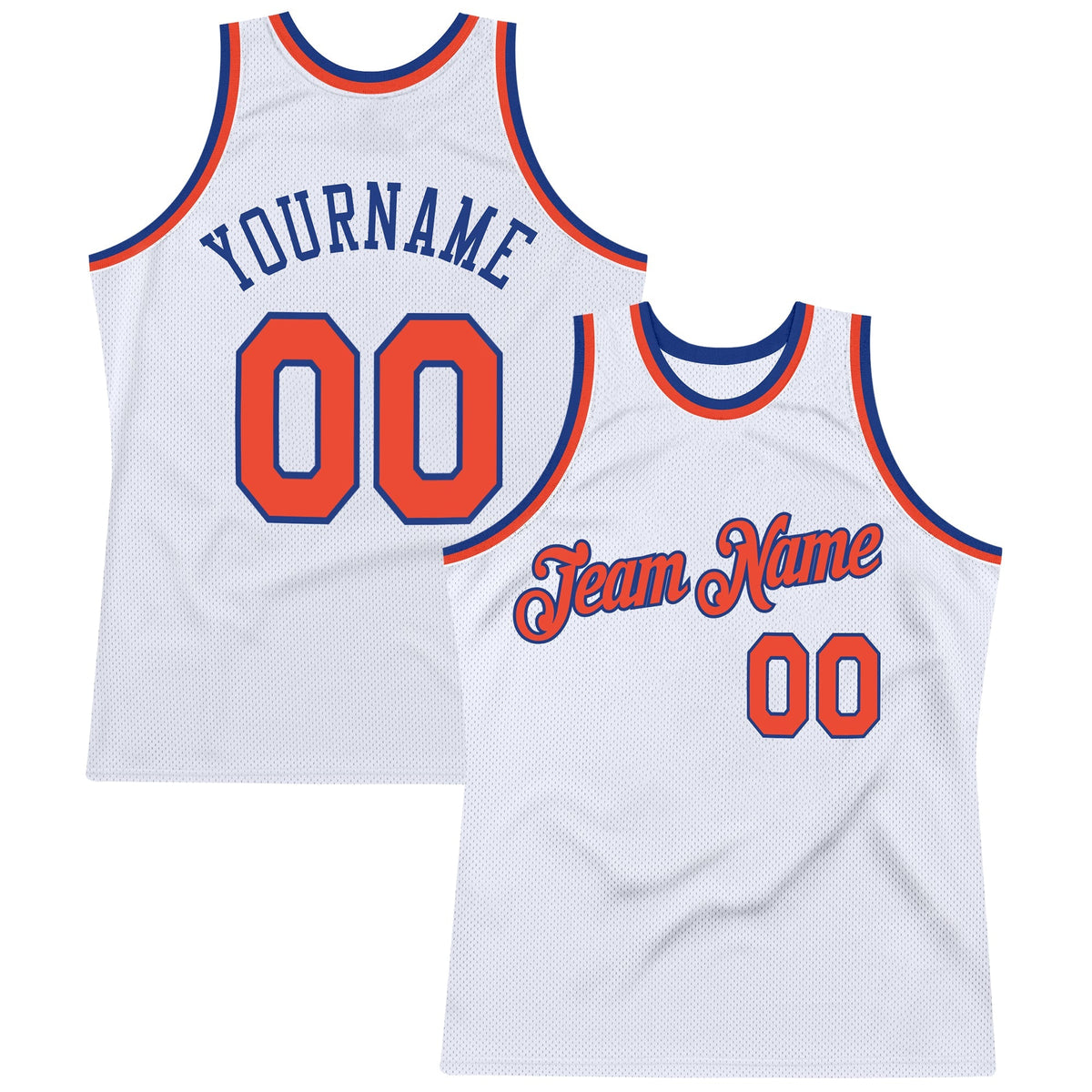 Custom Basketball Jersey - White Orange-Royal Throwback - Style White0463