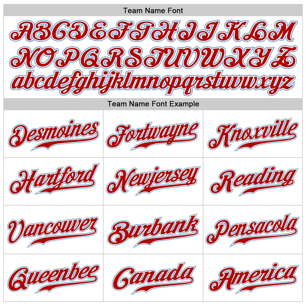 Custom Baseball Jersey - White Red-Light Blue