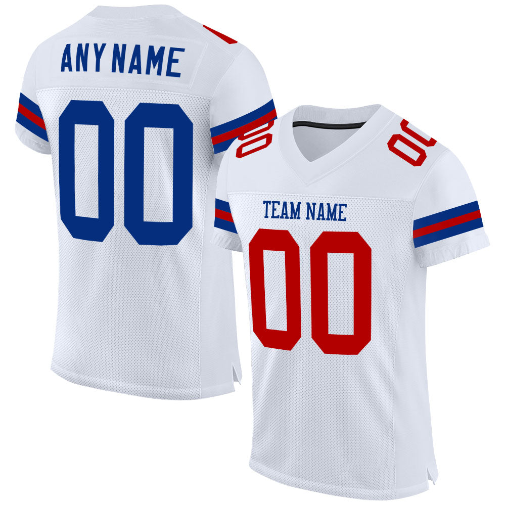 Custom Football Jersey - White Royal-Red Mesh - Style White0613
