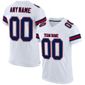 Custom Football Jersey - White Navy-Red Mesh