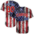 Custom Baseball Jersey - White Red-Royal 3D American Flag Fashion