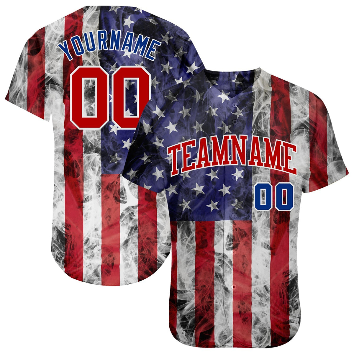 Custom Baseball Jersey - White Red-Royal 3D American Flag Fashion
