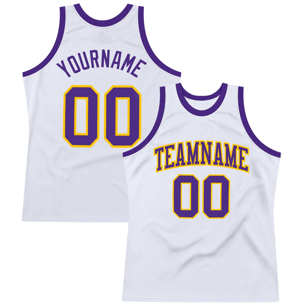 Custom Basketball Jersey - White Purple-Gold Throwback - Style White0998