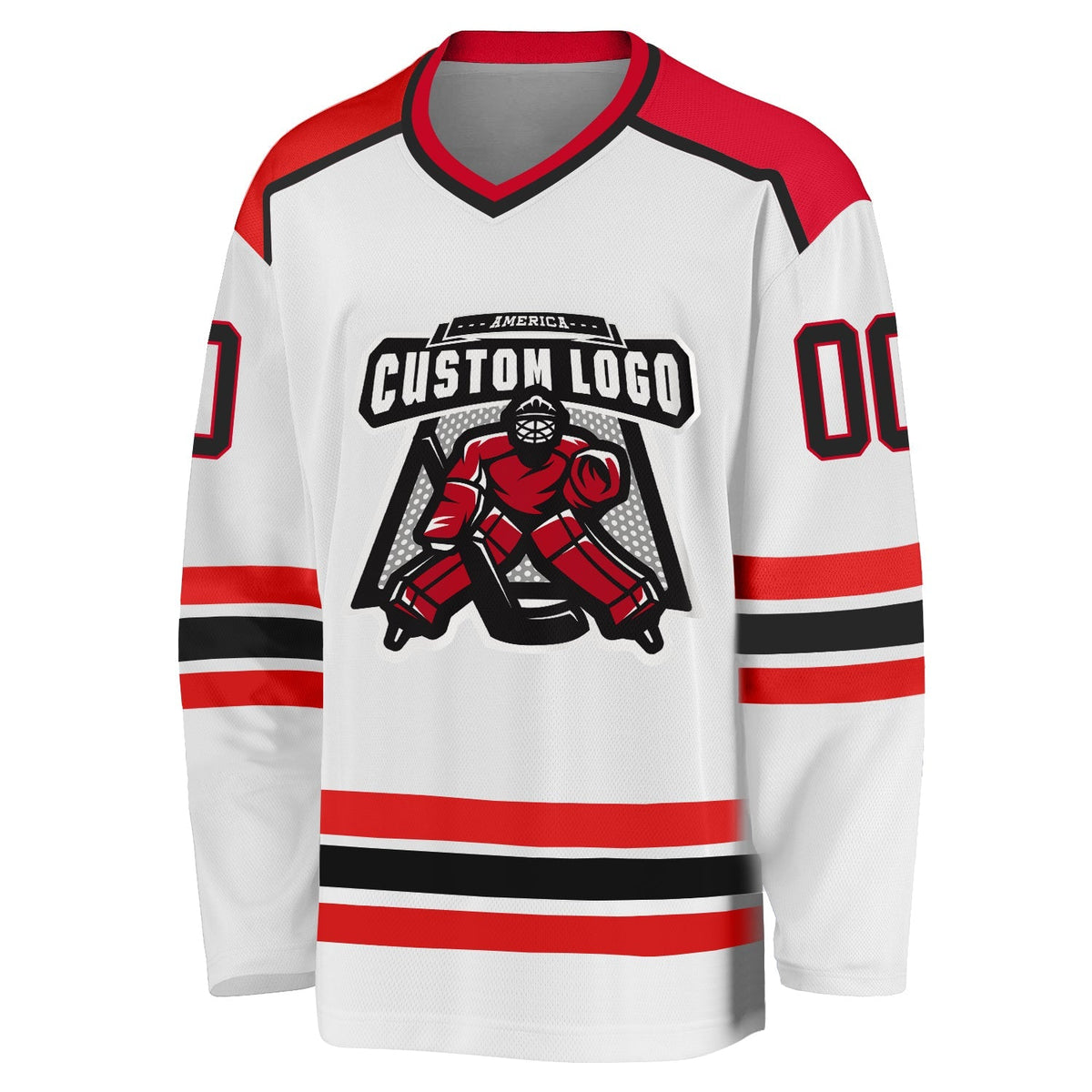 Custom Hockey Jersey - White Black-Red - Style White1044