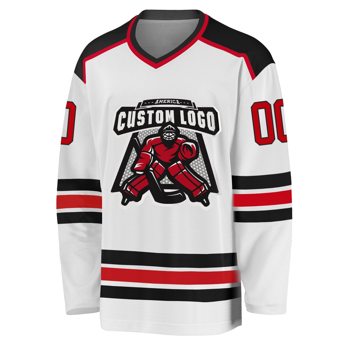 Custom Hockey Jersey - White Red-Black - Style White1045