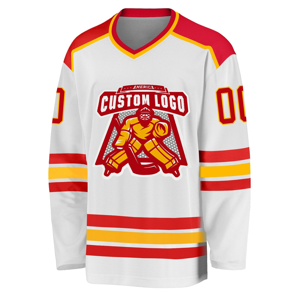Custom Hockey Jersey - White Red-Gold - Style White1052
