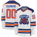 Custom Hockey Jersey - White Orange-Royal