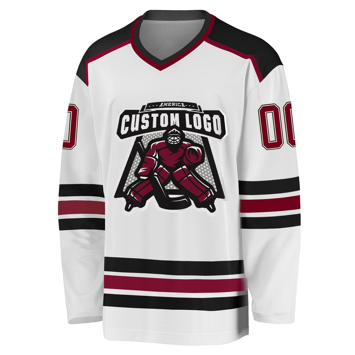Custom Hockey Jersey - White Maroon Cream-Black