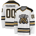 Custom Hockey Jersey - White Black-Old Gold