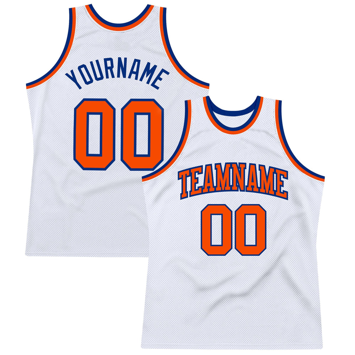 Custom Basketball Jersey - White Orange-Royal Throwback - Style White1150