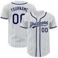 Custom Baseball Jersey - White Navy Pinstripe Navy