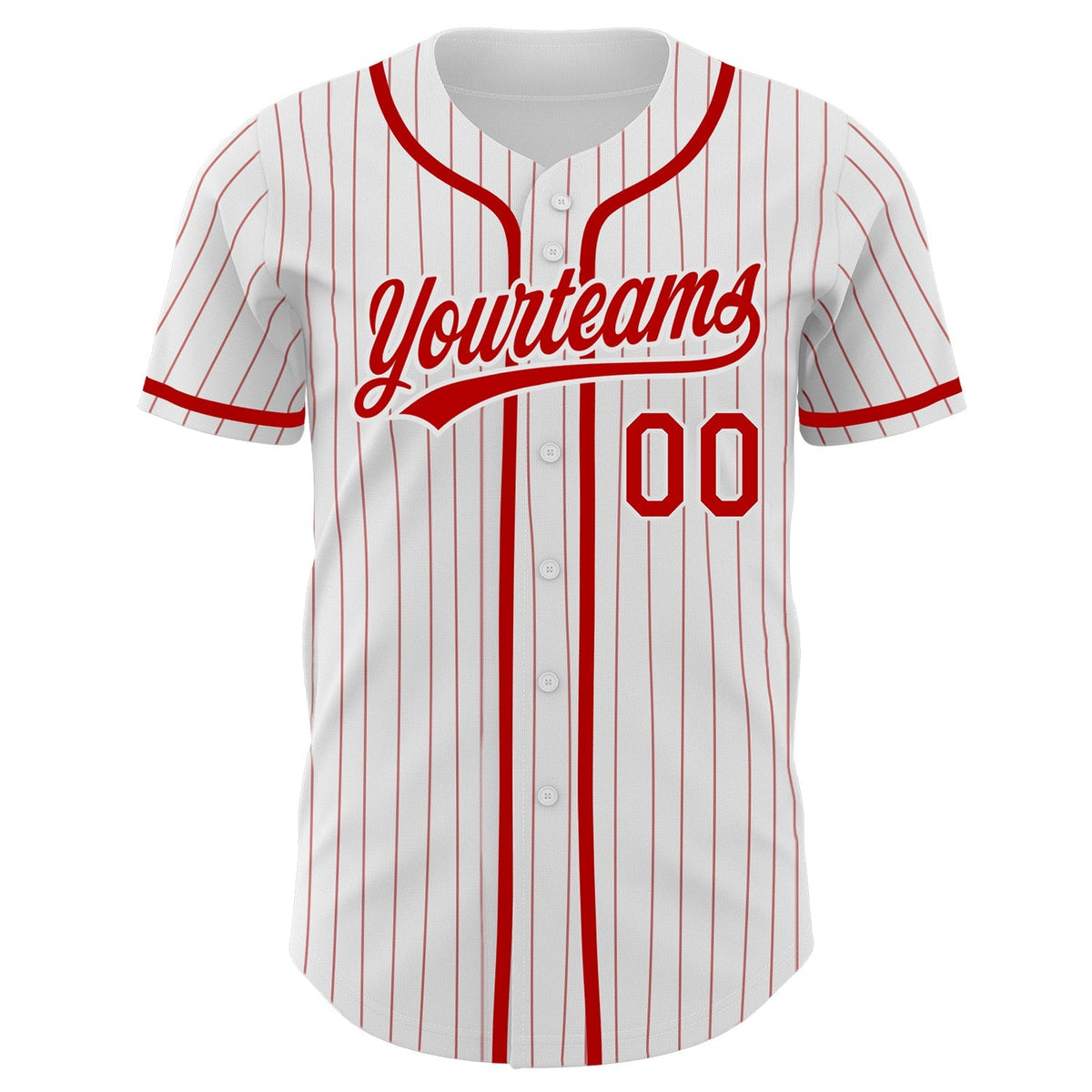 Custom Baseball Jersey - White Red Pinstripe Red