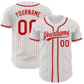 Custom Baseball Jersey - White Red Pinstripe Red