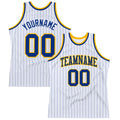 Custom Basketball Jersey - White Royal Pinstripe Royal-Gold