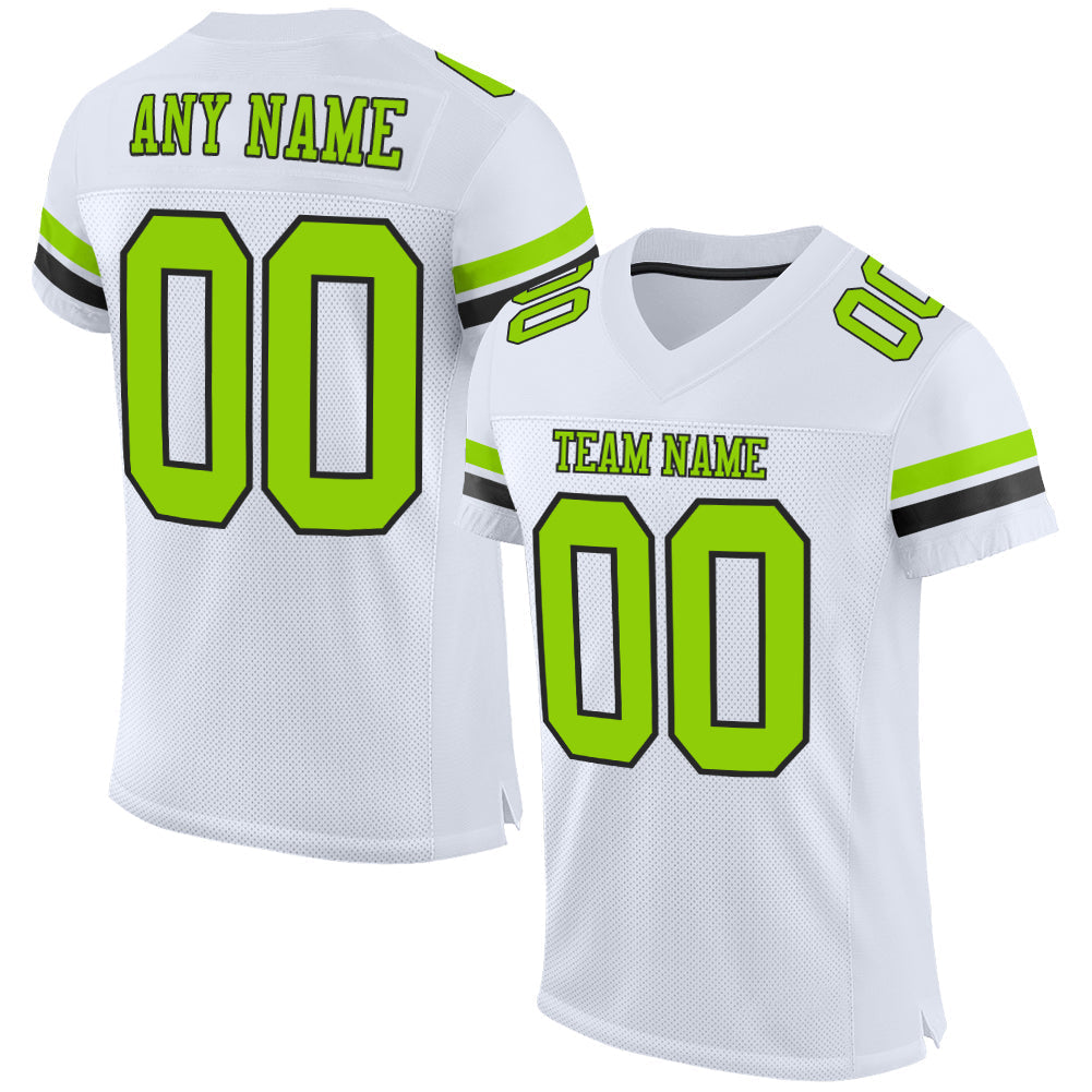 Custom Football Jersey - White Neon Green-Black Mesh