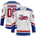 Custom Hockey Jersey - White Red-Royal Lace Neck