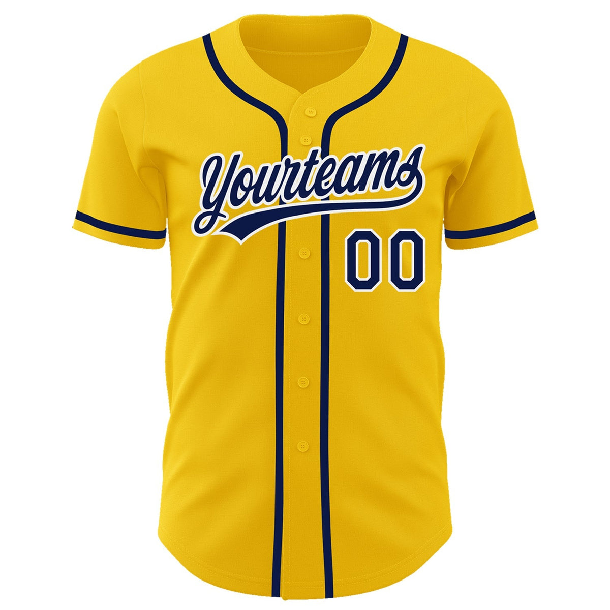 Custom Baseball Jersey - Yellow Navy-White