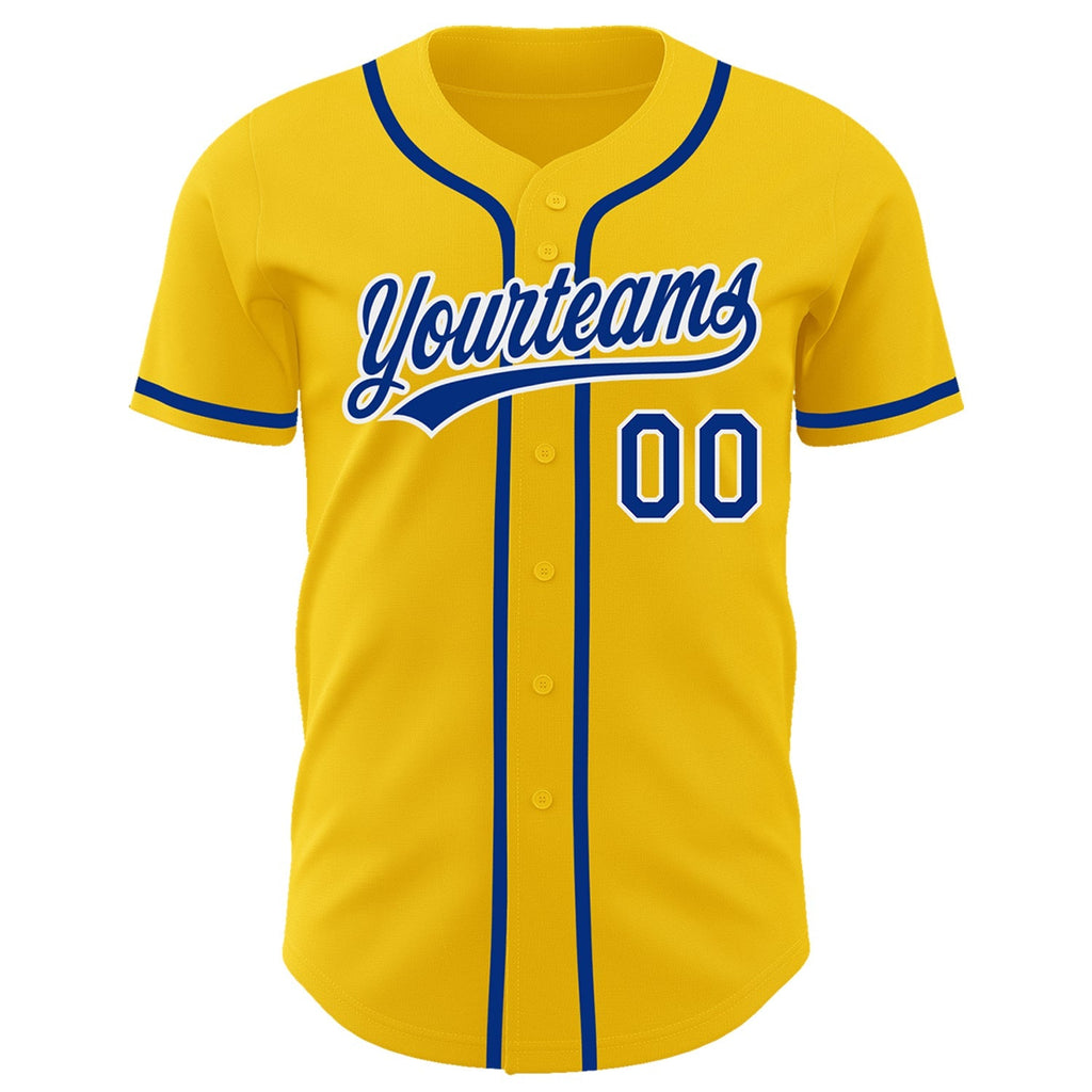 Custom Baseball Jersey - Yellow Royal-White