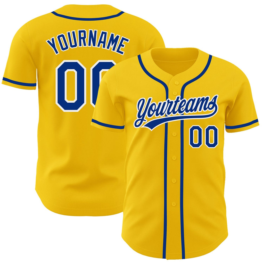 Custom Baseball Jersey - Yellow Royal-White